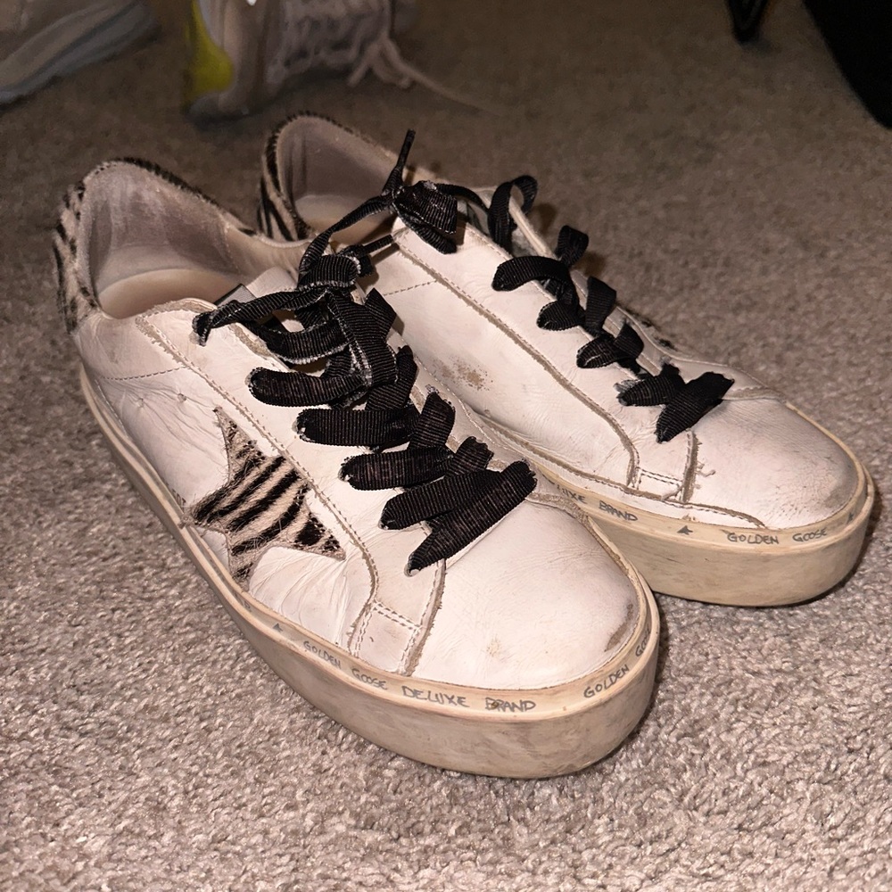 Golden Goose Superstar Hi-Star Sneakers in White Leather size 37